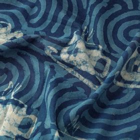 Blue Bindaas Block Printed Cotton Natural Dyed Fabric - Garm Chai