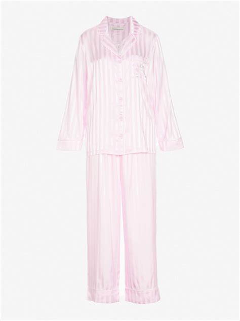 Long Pink Stripe Chic Satin Pj Set - Peter Alexander Online | Satin pj ...