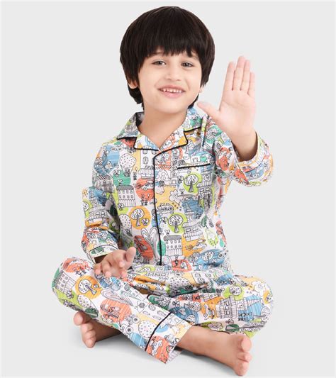 Dooodling Art Printed Nightsuit Set - koochi Poochi