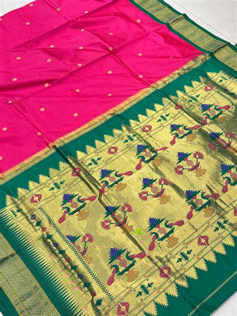 Rani Green Pure Silk Handloom Morbangdi Paithani Saree
