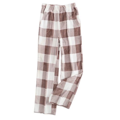 DENGDENG Christmas Flannel Pajama Pants for Women Plaid Winter Elastic ...