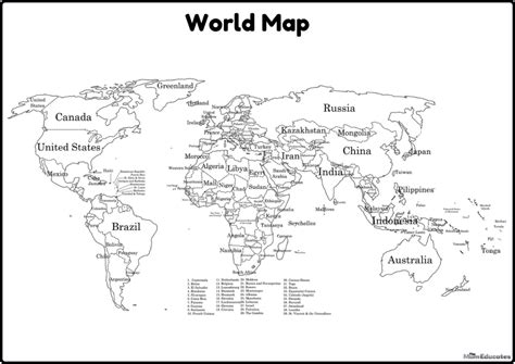Clear World Map with Country Names 的图像结果
