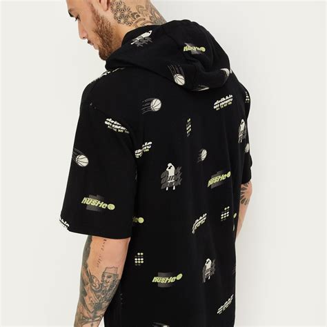 Buy Men Boxy Fit Printed Hooded T-shirt Online at just Rs. 799.0 ...