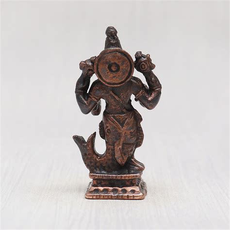 Handmade Copper Statue of Lord Vishnu in Matsya Avatar