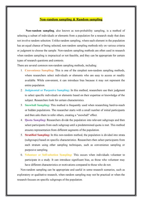 Image result for Random and Non Random Sampling Methods with Example