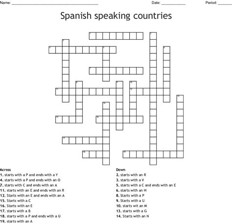 Printable Crossword Puzzles In Spanish - Printable Word Searches