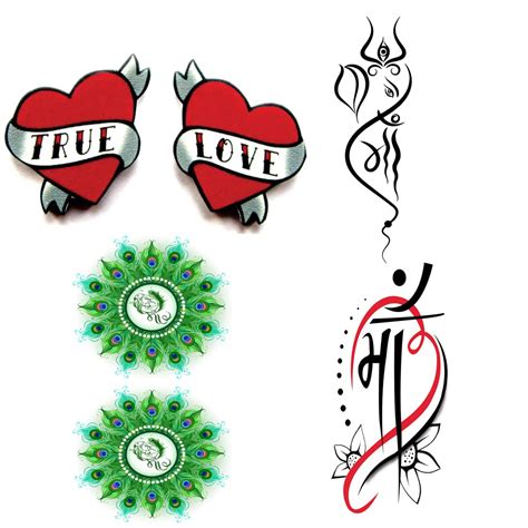Temporary Tattoowala Love Mom Dad Trishul Designs Pack of 4 Temporary ...