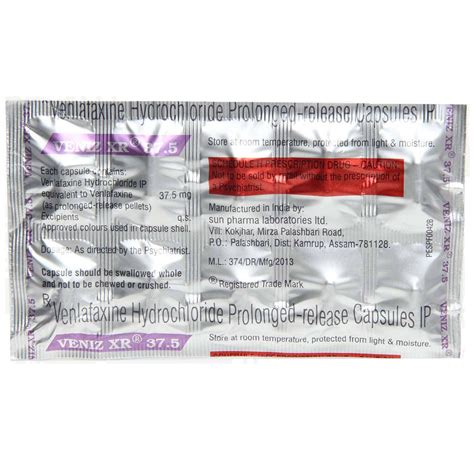 Veniz XR 37.5 Capsule | Uses, Side Effects, Price | Apollo Pharmacy