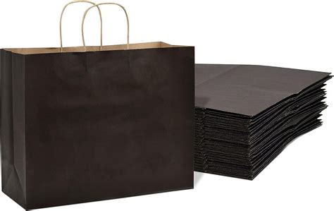 Prime Line Packaging Black Paper Bags, Large Paper Bags with Handles ...