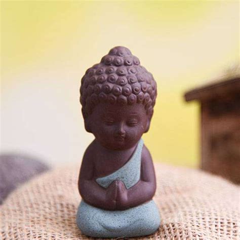 Buy Praying buddha ceramic miniature garden toy (Teal Green, Matt ...