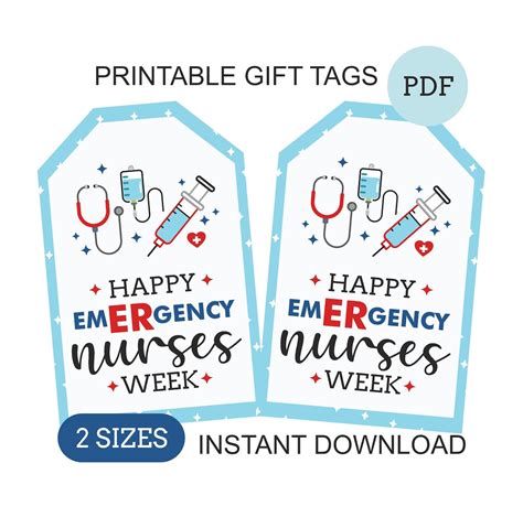 Emergency Nurses Week Tag Printable / ER Nurse Week Tag / Emergency ...