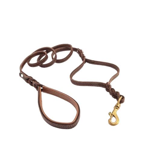 Skora Leather Dog Leash 2 Handles, 6 Ft & 0.6" Heavy Duty Double Handle ...