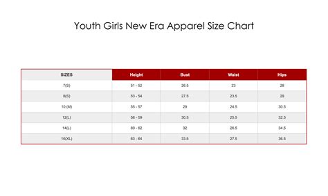 Youth Girls New Era Apparel Size Chart – The BFLO Store