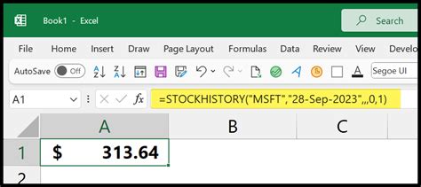 Stock Price Function Excel 的图像结果