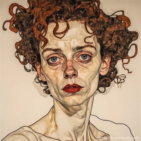 Egon Schiele Style Portrait of a Woman | Stable Diffusion Online