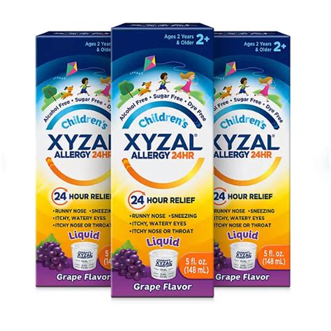 Xyzal Children's Allergy 24HR Oral Solution, Grape (3 pk., 5 fl. oz./p ...