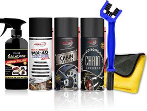 MIKANIX Combo Of Chain Lubricant + Chain Cleaner + Bike & Car Polish ...