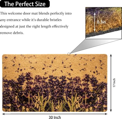 OVOY Felpudo de flores de lavanda inglesa morado, 17 x 30 pulgadas ...