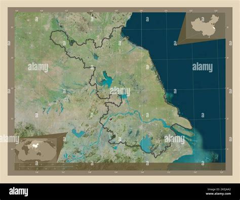 Jiangsu, province of China. High resolution satellite map. Corner auxiliary location maps Stock ... - map of china jiangsu province