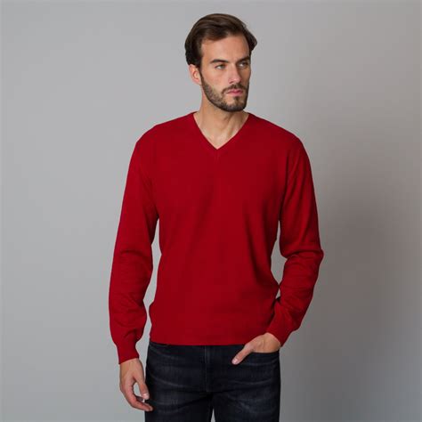 Men's red sweater with delicate pattern 12122 - willsoor