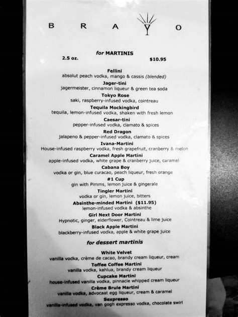 Menu at Bravo Restaurant & Lounge, Chilliwack