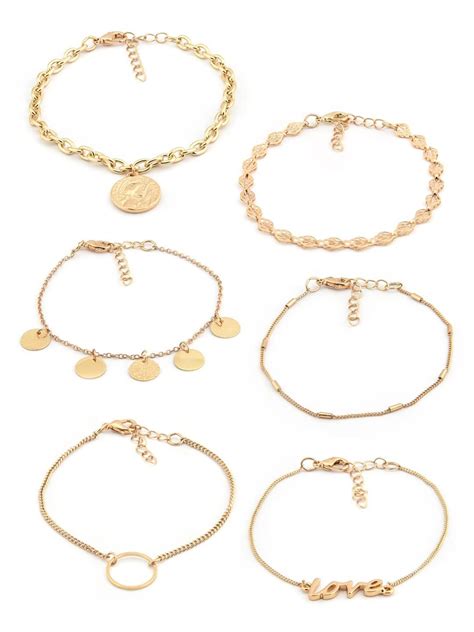 Buy ZAVERI PEARLS Gold Tone Set of 6 Contemporary Stackable Bracelets ...