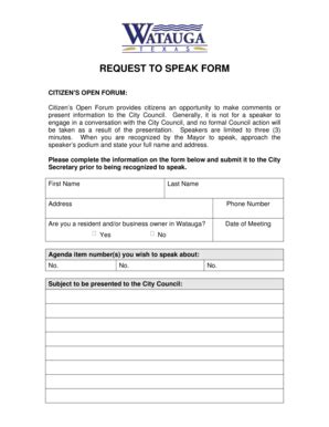 Fillable Online ci watauga tx REQUEST TO SPEAK FORM - Watauga - ci ...