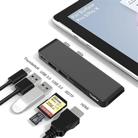 Clickfish Surface Pro 9/10/11 USB Hub: USB-C Thunderbolt 4 (Display ...