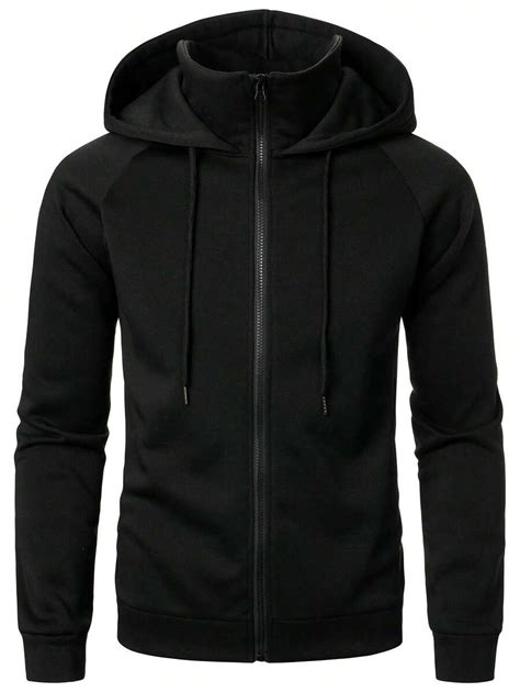 Manfinity Homme Herren einfarbiger Reißverschluss-Kapuzenpullover ...