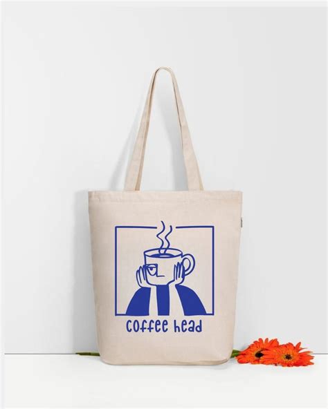 Coffee Head Zipper Tote Bag | Graphic Cotton Everyday Tote – Ecoright