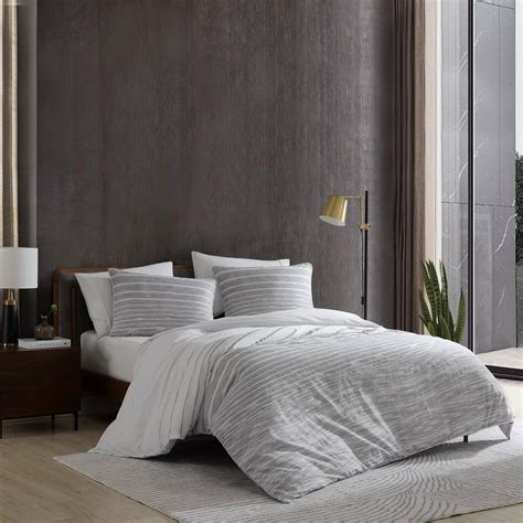 Abstract Stripe 3-Piece Gray Cotton King Comforter India | Ubuy