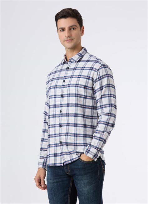 Men Off White Check Full Sleeve Shirt | Pepe Jeans India