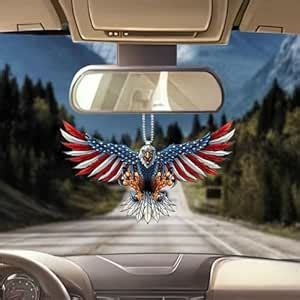 Buy Flenzy Acrylic American Eagle Car Hanging Ornament, Patriotic USA ...