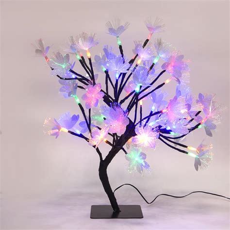 Fiber Optic Flower Tree Lamp - 48 LED Table Night Light USB Powered ...