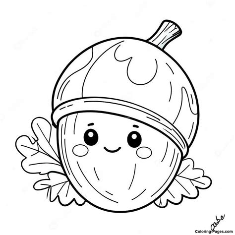 Cute Acorn With A Smile Coloring Page | Coloring-Pages.com
