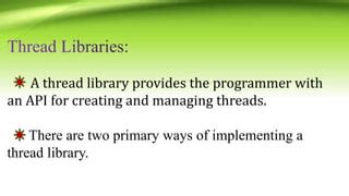 Image result for Thread Libraries in Operating System