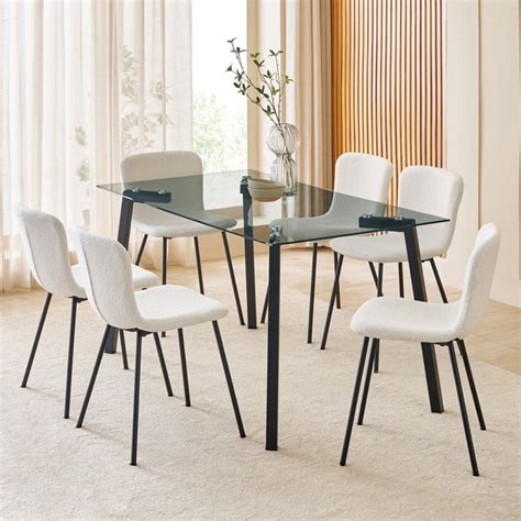 Buy Helios Paul Set of 6 Fabric Dining Chairs - White from Helios by ...