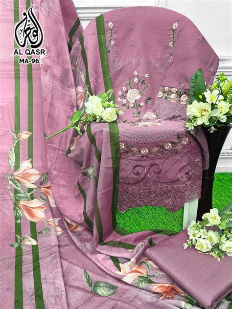 Ma-96 Violet Al Qasr Pure Cotton Pakistani Salwar Suits – Heriska
