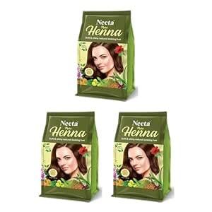 Buy Neeta Pure Henna Powder for Hair with 9 Natural Herbs 125g Pack of ...