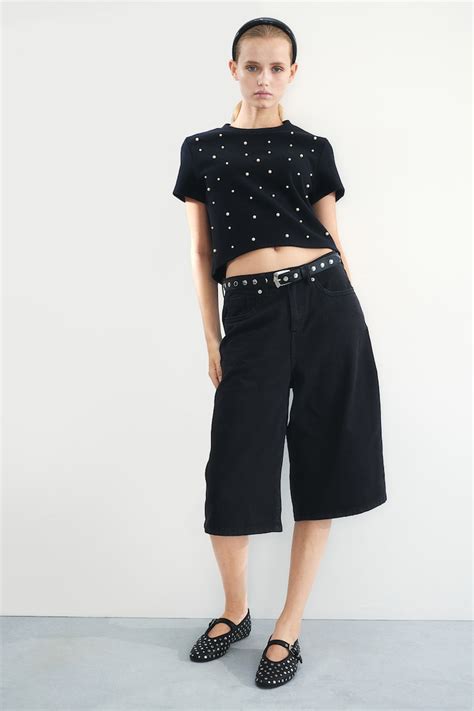 Bead-embellished T-shirt - Black - Ladies | H&M IN