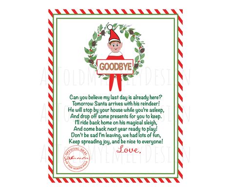 Elf On The Shelf Goodbye Letter Free Printable - prntbl ...