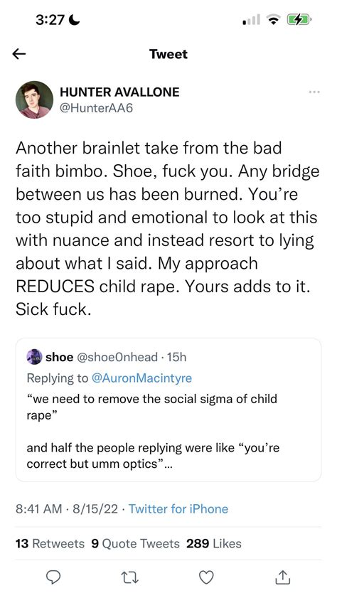 Hunter Calls ShoeOnHead “Bad Faith Bimbo” In Twitter Response. : r/VaushV