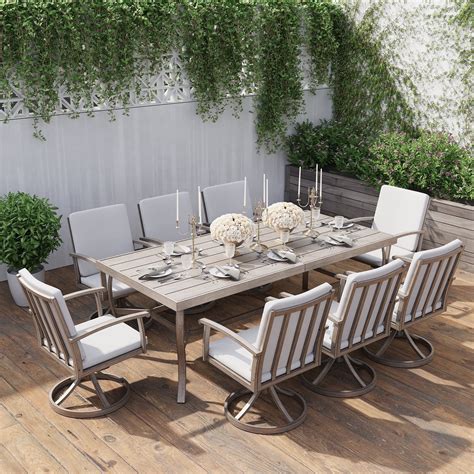 HAPPATIO Aluminum 9 Piece Patio Dining Sets, Outdoor Dining Set for 8 ...