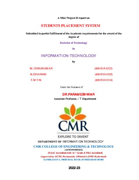 Team2 Mini Project-2 - A Mini Project-II report on STUDENTS PLACEMENT ...