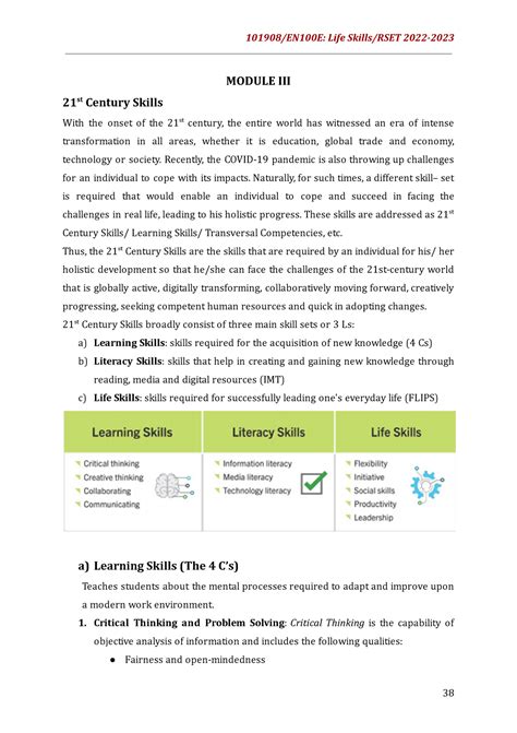 Life Skills - 101908 EN100E - Module 3 - MODULE III 21 st Century ...