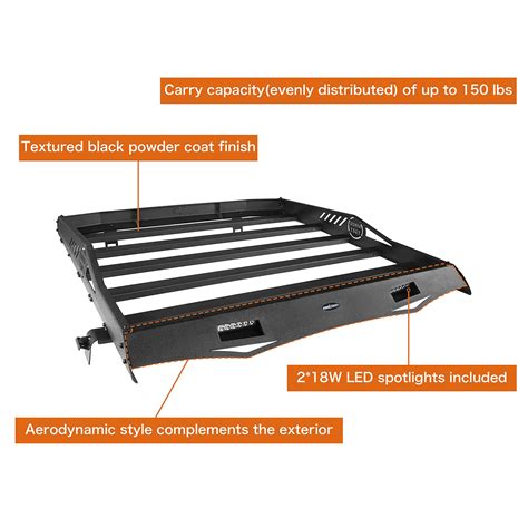 Buy u-Box JK Wrangler Roof Rack Cargo Carrier Basket w/ Wind Deflector ...