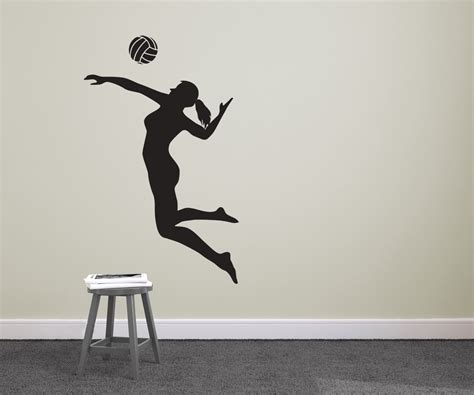 Volleyball Player Spiking Silhouette Sports Wall Decal