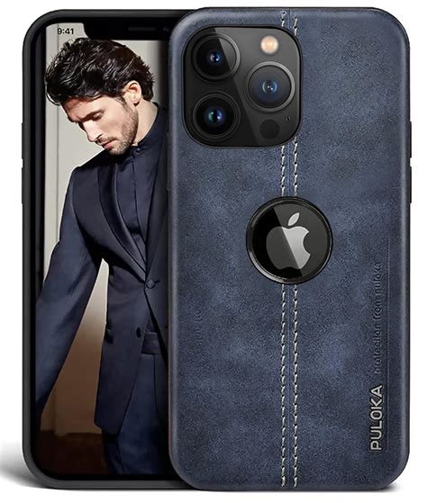 PULOKA iPhone 13 Pro Max Leather Back Case Cover | Flexible Slim Bumper ...