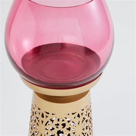 Buy Rylee Glass Cut-Out Detailed Hurricane Candle Holder from Home ...