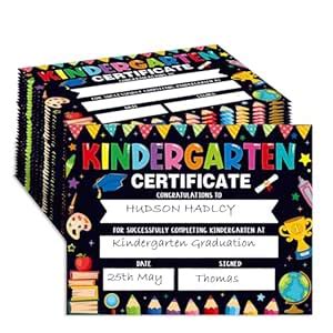 30 Pieces Kindergarten Graduation Certificates Kindergarten Colour ...